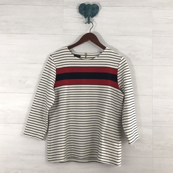 Talbots Tops - Talbots Nautical Striped Exposed Zip Top